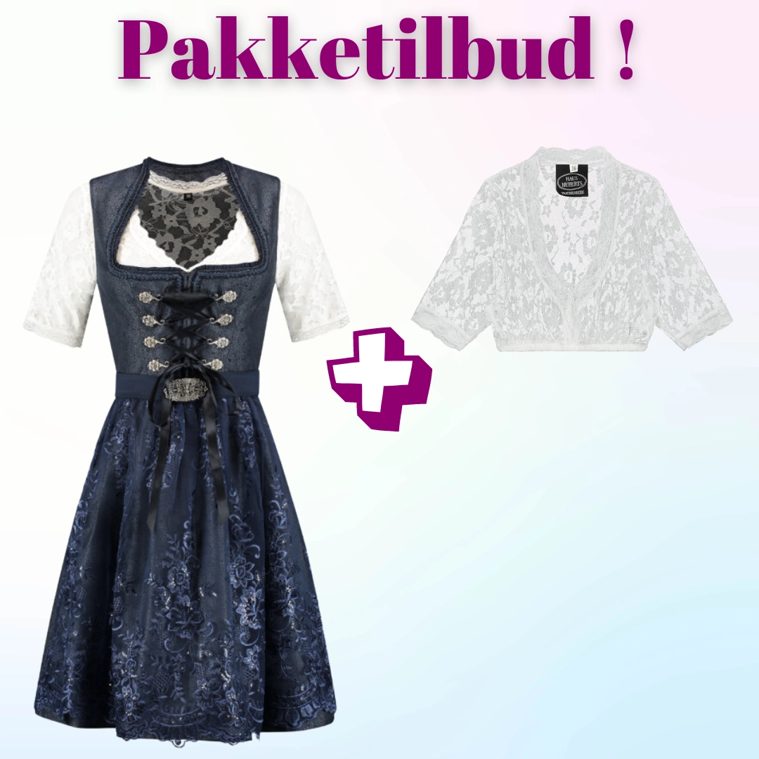 Tilbudspakke! Luksus Autentisk Tyrolerkjole med blondebluse 